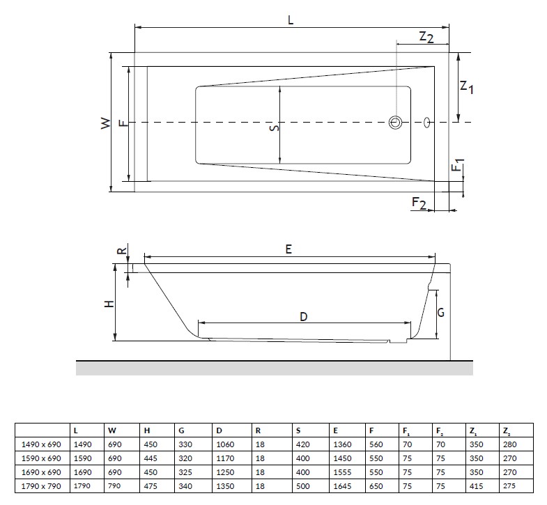 Акриловая ванна Excellent Wave Slim 170х75