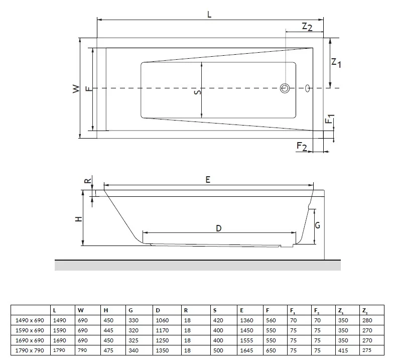 Акриловая ванна Excellent Wave Slim 170х75