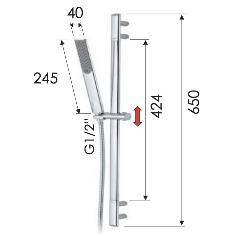 Душевая стойка с ручным душем и шлангом Remer Infinity 317V317RV, хром