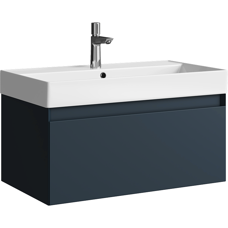 AQWELLA Geometria подвесная тумба с умывальником в комплекте 81 см, цвет серый матовый