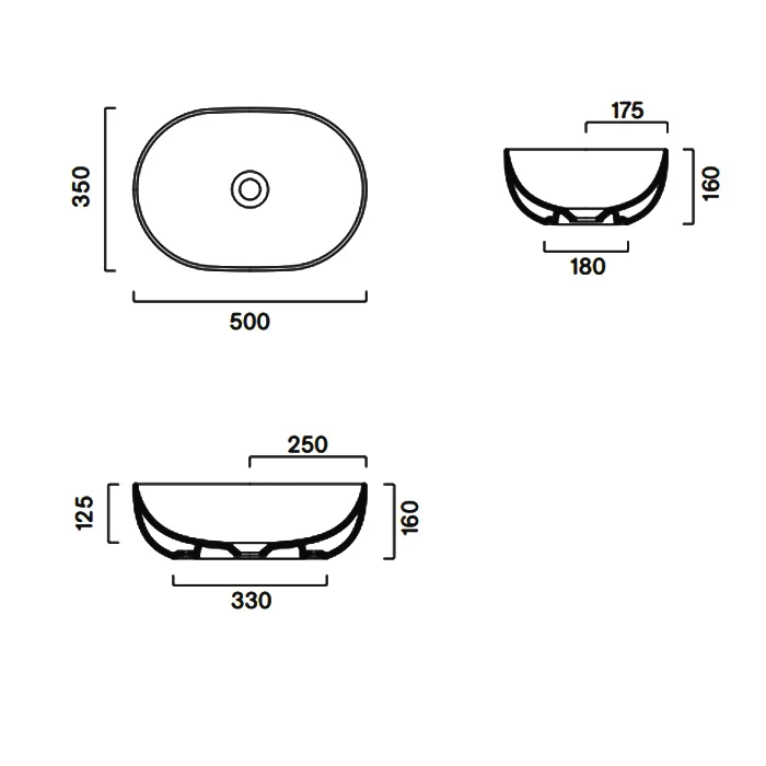 Накладная раковина Catalano Sfera 50х35, арт.0522500001, белый глянцевый