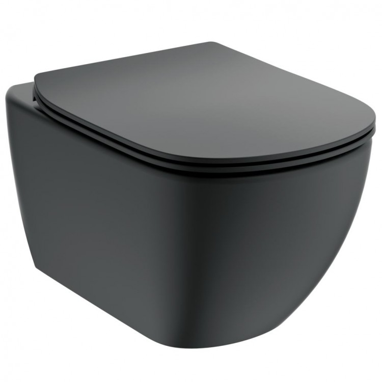 T0079V3+T3527V3 Унитаз подвесной Ideal Standard Tesi AQUABLADE + сиденье тонкое Soft-close, Silk Black
