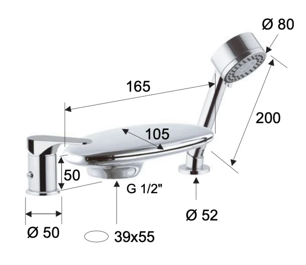 Смеситель для ванны Remer Class Line L07UF, хром