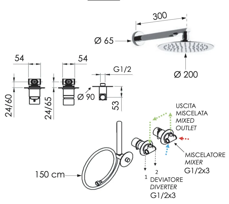 Душевая система Remer X Style X96S02NO, черный матовый