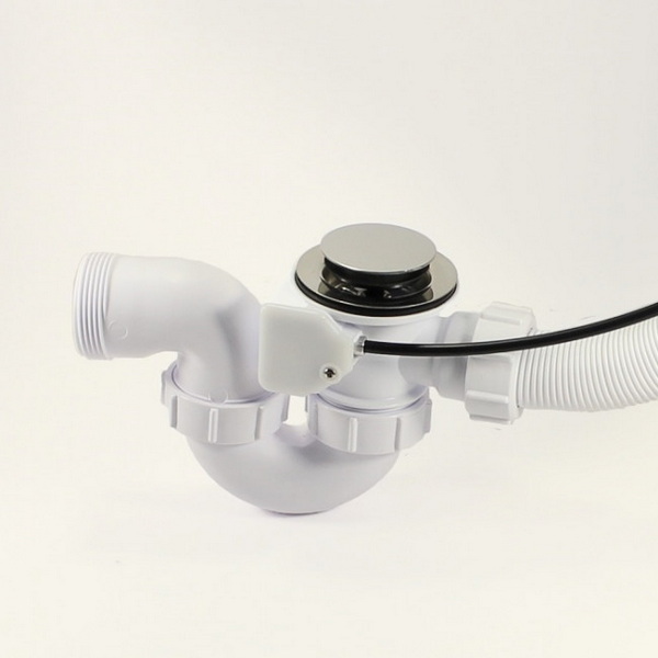 Сифон для ванны (слив-перелив) McAlpine MRB2C-PB, полуавтомат (575мм), хром