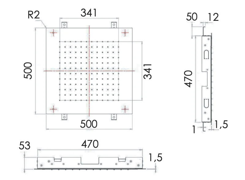 Верхний душ потолочный 50 см Remer 357SFS50, хром