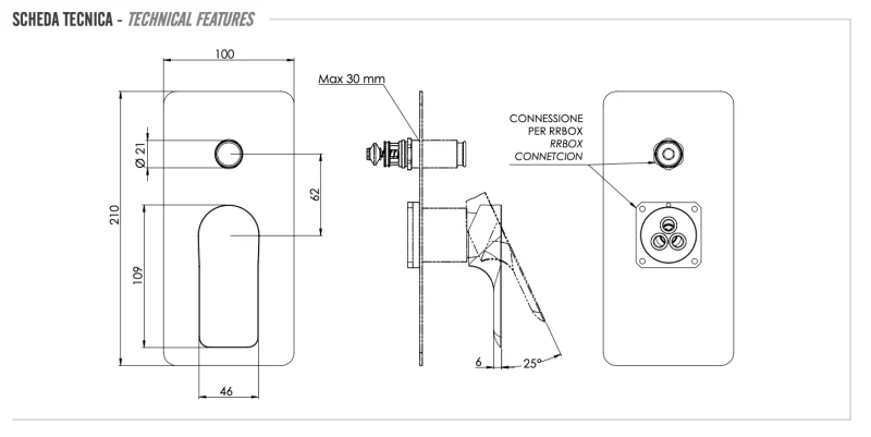 Смеситель для душа Remer Infinity I09KBVO, состаренная латунь