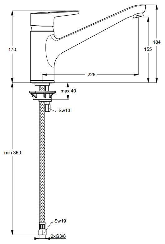 Смеситель Ideal Standard Connect Blue B9931AA для кухонной мойки, цвет хром