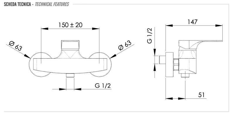 Смеситель для душа Remer Class Line L31, хром