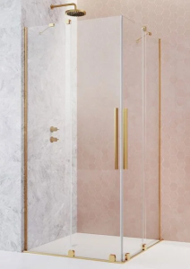 Душевая дверь Radaway Furo KDD Gold, 110 x 200 см, с неподвижной частью, стекло прозрачное, профиль золото, левая, 10105110-09-01L