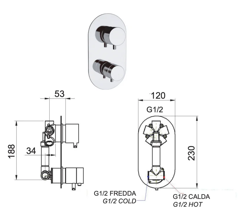 Смеситель термостатический для душа Remer Elegance NT94