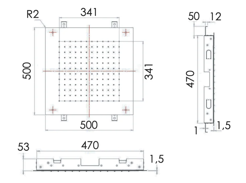 Верхний душ потолочный 50 см Remer INOX SS357SFS50, хром