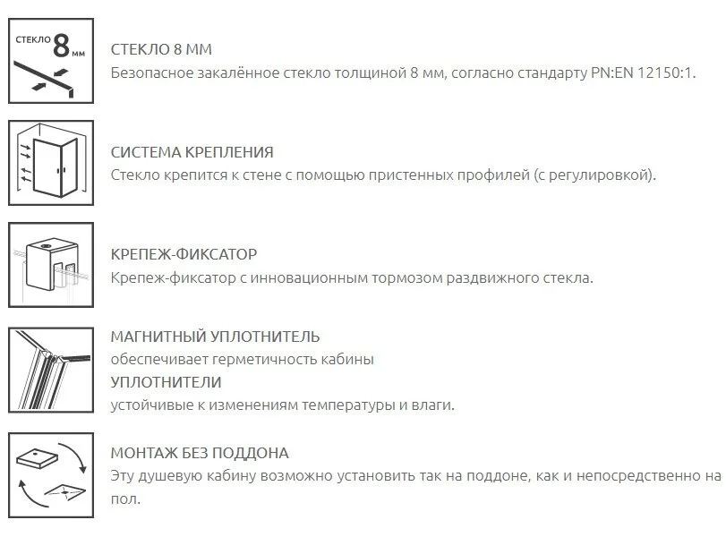 Душевая дверь Radaway Furo KDJ, 82,2 x 200 см, стекло прозрачное, профиль хром, правая, 10104822-01-01R