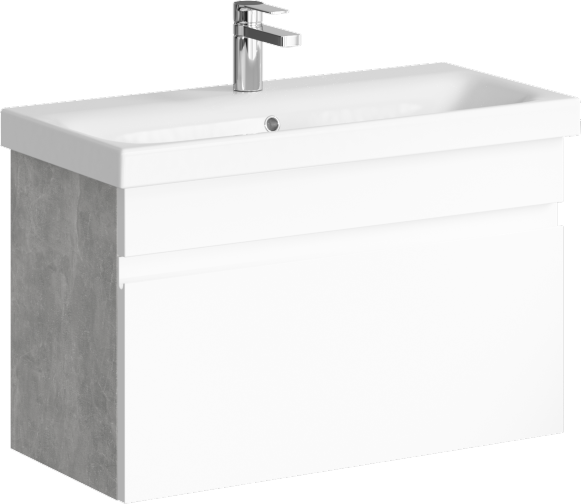 Тумба с умывальником в комплекте подвесной Aqwella Smart 80 бетон светлый