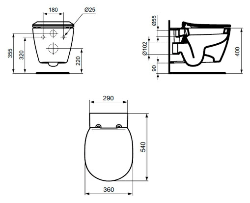 Унитаз подвесной Ideal Standard Tesi Aquablade, арт.T007901 с сиденьем Soft-close, арт.T352701