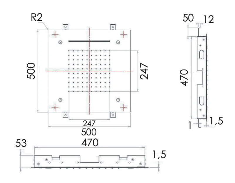 Верхний душ потолочный 50 см Remer INOX SS357SFS50NC, хром