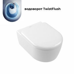 Унитаз подвесной Villeroy&Boch Skyla 5656CL01 37x53 с сиденьем микролифт, безободковый TwistFlush