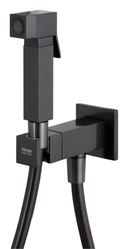 Гигиенический душ со смесителем Remer Absolute Q64CFP, чёрный брашированный хром