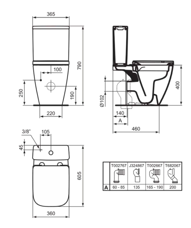 Напольный безободковый унитаз для монтажа с бачком Ideal Standard i.life S
