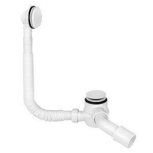 Сифон для ванны (слив-перелив) McAlpine HC2600CL-WH, Click-clack, с прочисткой снаружи, белый