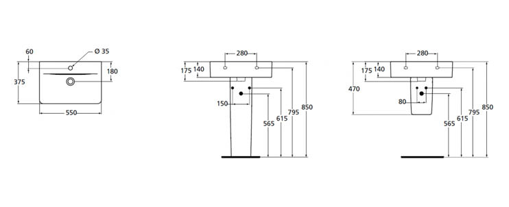 Раковина Ideal Standard Connect Cube E788601 (55 см)