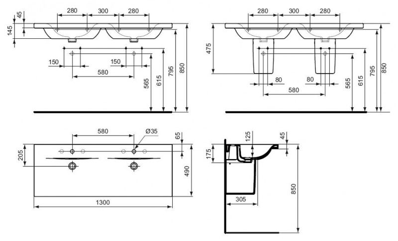 Раковина Ideal Standard Connect new E813601 двойная