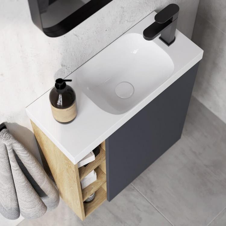 Корпус тумбы под умывальник Aqwella Alba левый, цвет дуб давос, 60 см, арт.ALB0106LDD