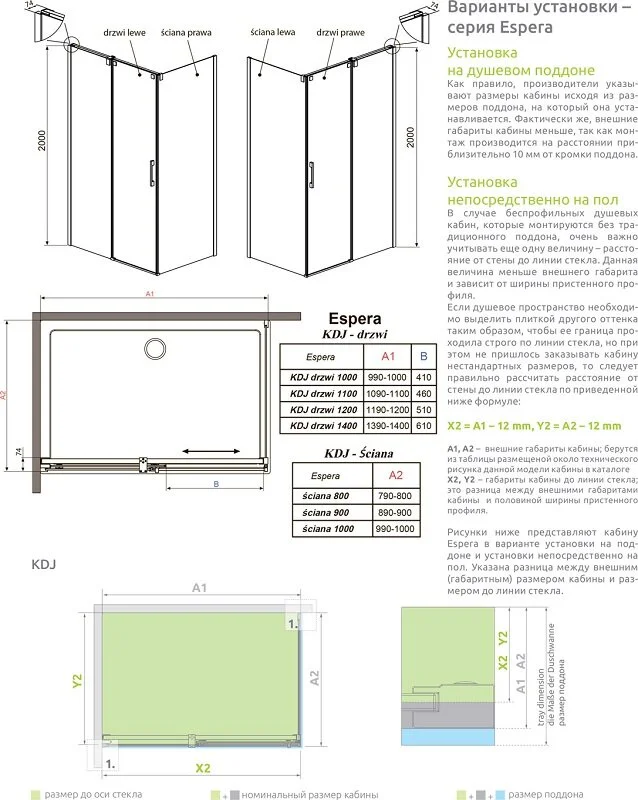 Душевая дверь Radaway Espera KDJ, DWJ 545 R, 54.5 х 200 см, стекло прозрачное, профиль хром, правая, 380545-01R