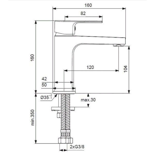 Смеситель Ideal Standard Esla BC224AA с донным клапаном для раковины