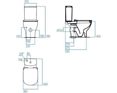 Чаша напольного унитаза Ideal Standard Tesi AquaBlade T008701 безободковый