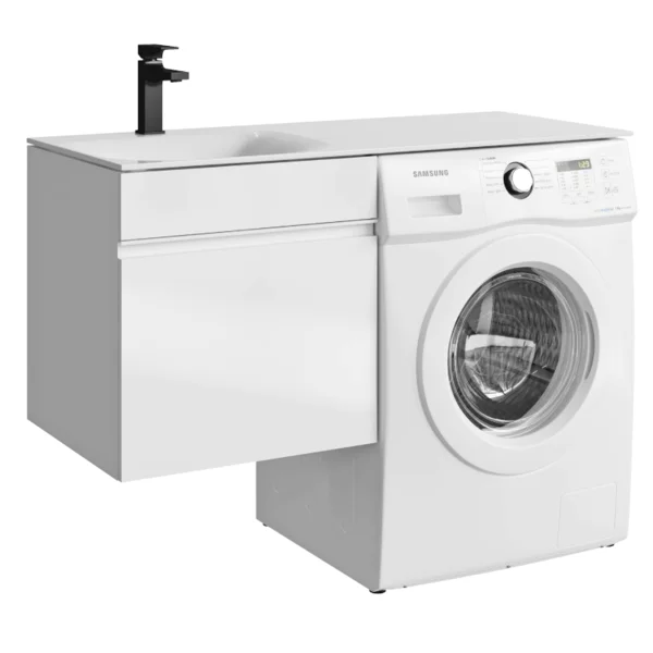 Тумба с умывальником под стиральную машину Aqwella Duet 53 (L) подвесная белая