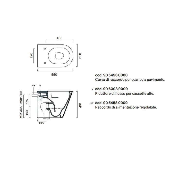 Унитаз приставной Catalano Zero 55х35, цемент матовый, торнадо, арт.114550023