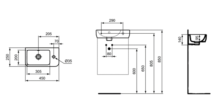 Раковина подвесная Ideal Standard i.life S T458601 45x25 см