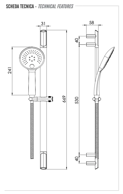 Душевая стойка с ручным душем и шлангом Remer 317V315P3, хром