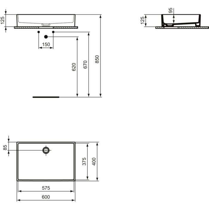 Раковина-чаша Ideal Standard Extra T374001 60x40 см