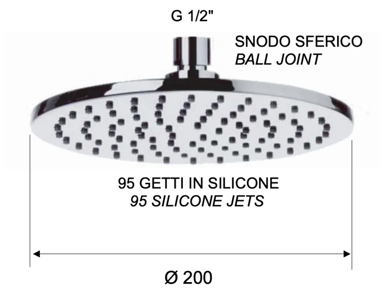 Верхний душ с шарнирным соединением 20 см Remer 359MM20BGX, золото брашированное