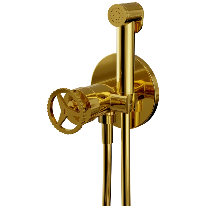 Гигиенический душ со смесителем Remer Chrono CH65WDO, золото глянцевое