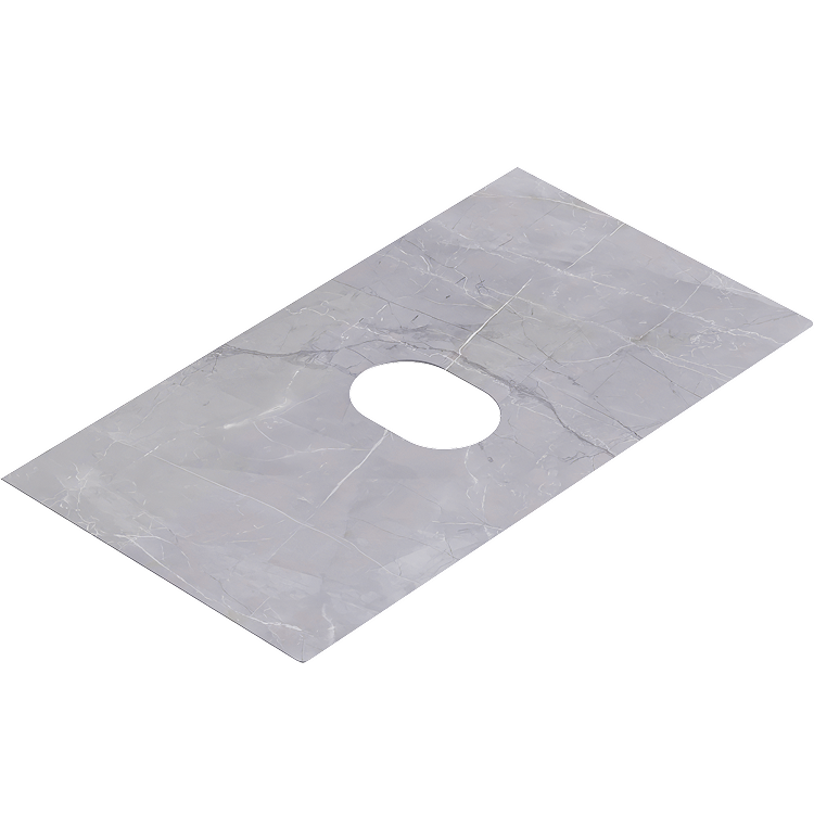 AQWELLA Geometria подвесная тумба с 1 ящиком 81 см, цвет серый со столешницей серый камень и накладным умывальником