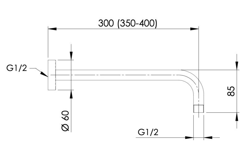 Кронштейн для верхнего душа 30 см Remer 343L30, хром