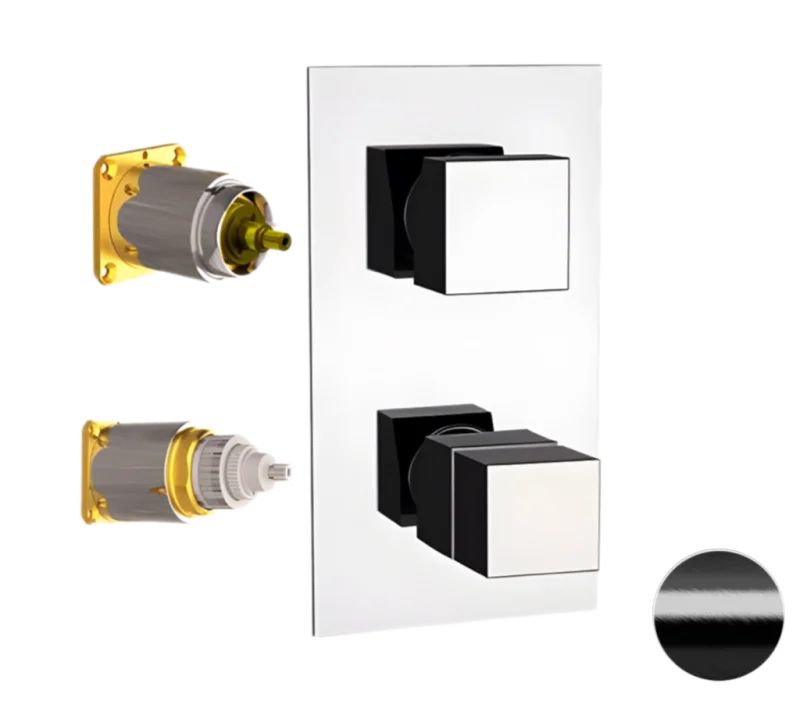 Смеситель термостатический для душа Remer Q-Elegance QT92KBCFP, черный брашированный хром