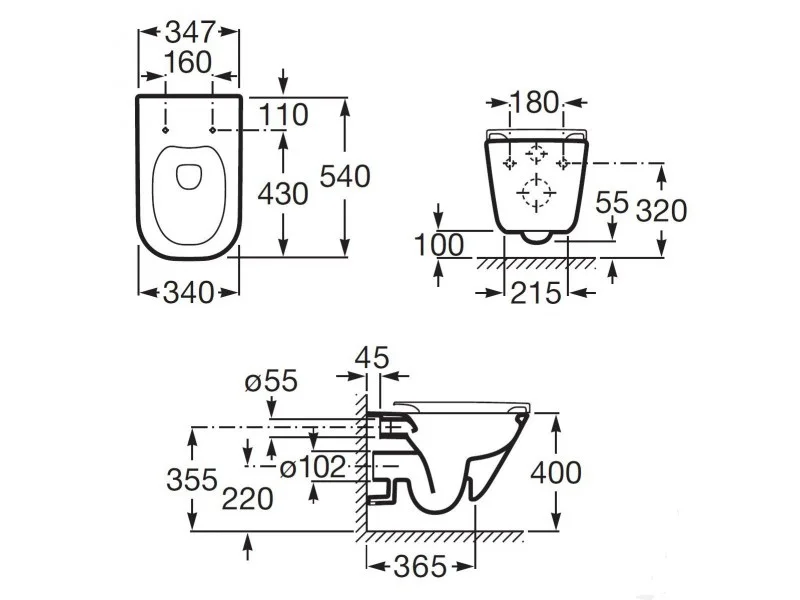 Унитаз подвесной Roca Gap 35x54, безободковый, арт.734647L000