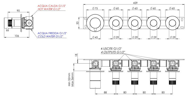Смеситель для душа Remer X Style N98D4PNO, черный матовый