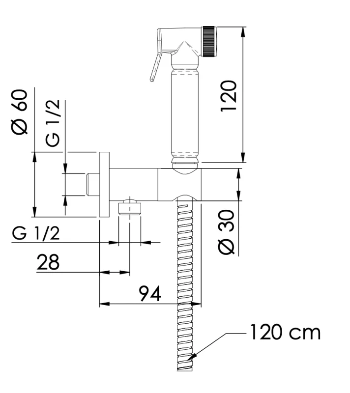 Гигиенический комплект с запорным вентилем Remer 338M332OL, хром