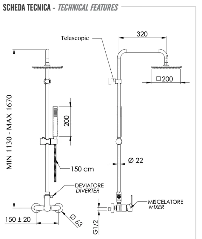 Душевая система Remer Energy EY37A7SS9SSXV, сталь