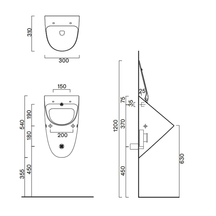 Писсуар подвесной Catalano Comfort 54 для крышки, арт.0932541001, белый глянцевый