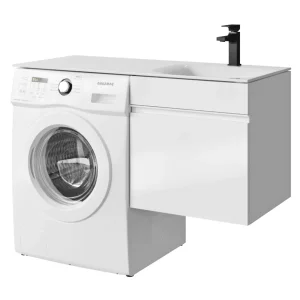 Тумба с умывальником под стиральную машину Aqwella Duet 53 подвесная белая