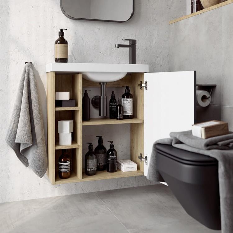 Корпус тумбы под умывальник Aqwella Alba левый, цвет дуб давос, 60 см, арт.ALB0106LDD