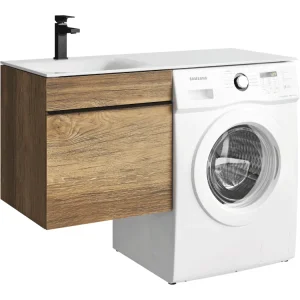 Тумба под раковину Aqwella Terra TER01051DB 53,5 см, подвесная, над стиральной машиной, дуб балтийский
