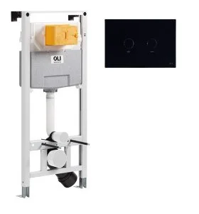 Комплект инсталляции OLI 120 пневматическая + клавиша Blink ультратонкий металл, черный матовый