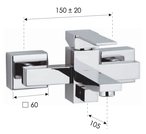 Смеситель для ванны Remer Qubika Q05, хром